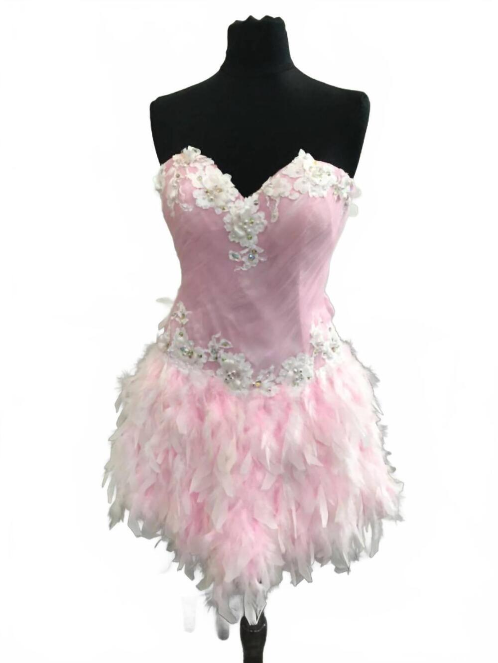 NEW MAC DUGGAL women's mini strapless dress in ice pink